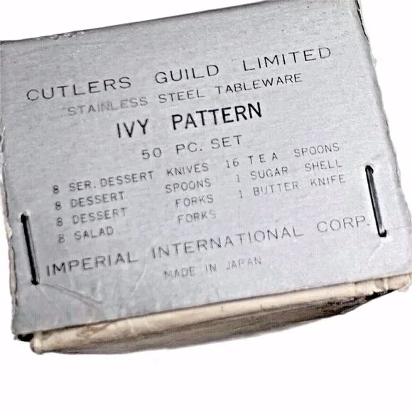 Set 4 Large Spoons Imperial Int'l Stainless Ivy Pattern Japan Cutlers Guild Ltd - Picture 7 of 7